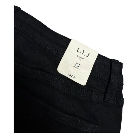 LTJ DENIM Sicily Los Angeles Wide Leg Flare Raw Hem Capri Denim Black Jean 31x25 - Picture 4 of 6